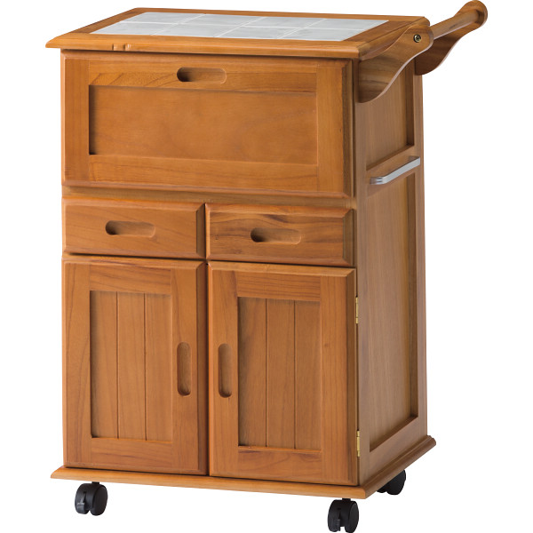 天然木キッチンワゴン　ライトブラウン