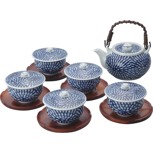 波佐見焼　蛸唐草絵　番茶器揃（茶托付）
