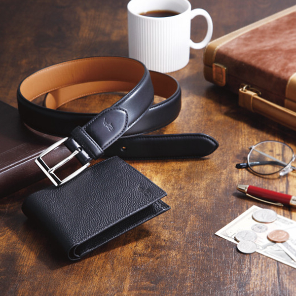 ポロ　ラルフローレン　二つ折り財布＆ベルト　ブラック