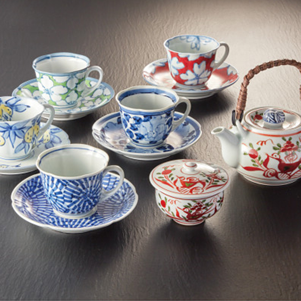 波佐見焼　手描染錦　珈琲＆番茶器揃