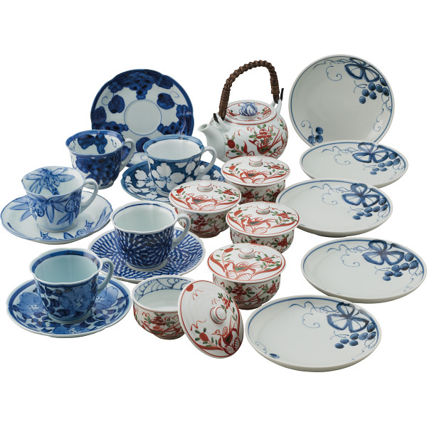 波佐見焼　手描染錦　新来客揃（梅）