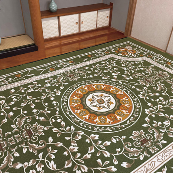 ６畳サイズの　はっ水加工カーペット　グリーン