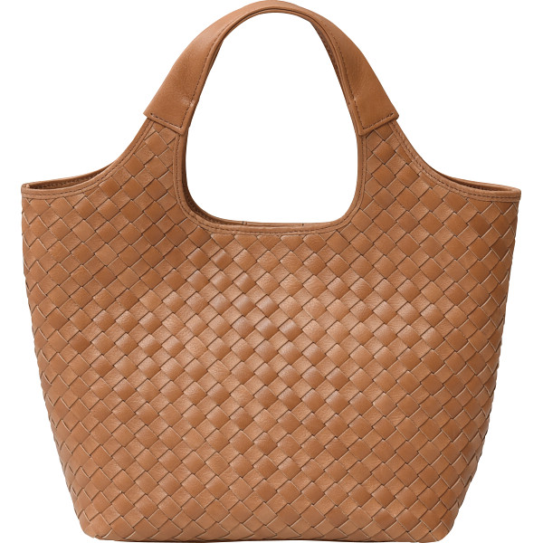 良品工房　日本製牛革　編込みバッグ　キャメル