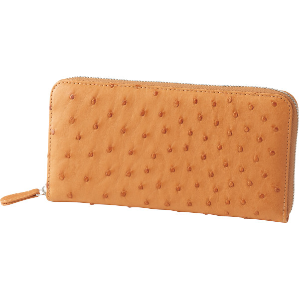 オーストリッチ　ラウンドファスナー長財布　イエロー