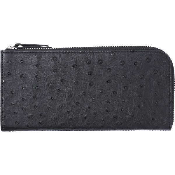 オーストリッチＬ字長財布　ブラック