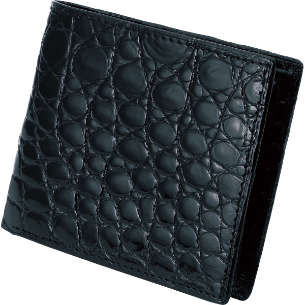 ファゴット　クロコダイル　二つ折り札入　ブラック