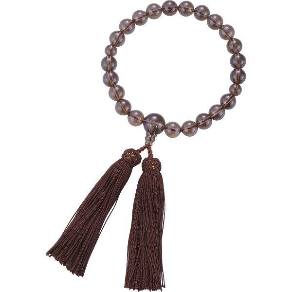 男性用片手念珠　茶水晶２２玉共仕立・正頭