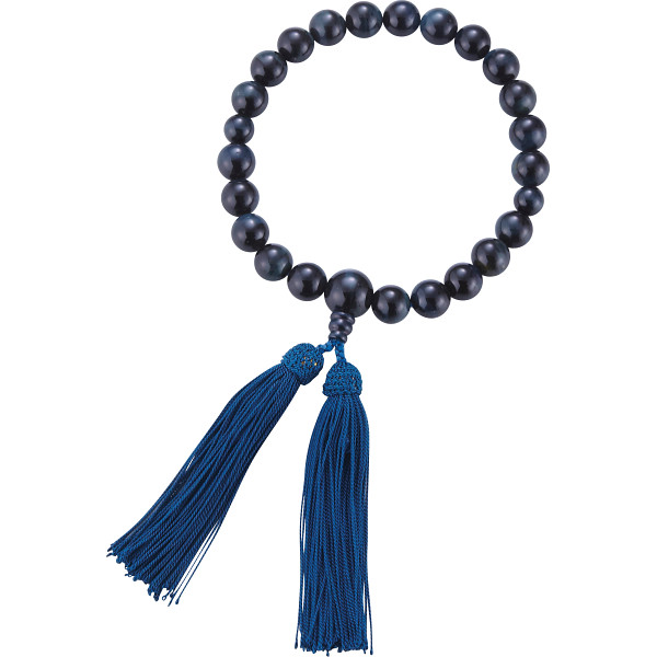 男性用片手念珠　青虎目石２２玉共仕立・正頭