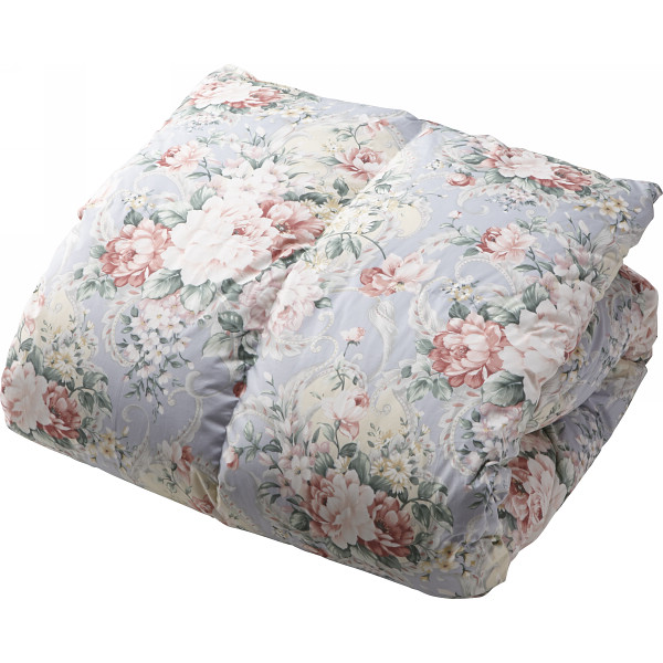 日本製立体キルト縫製羽毛ふとん　ブルー