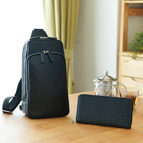 良品工房　日本製牛革ワンショルダー財布セット