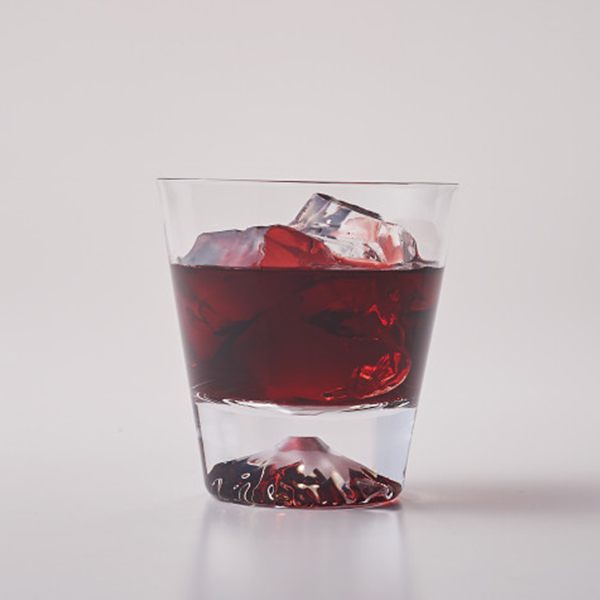 田島窯　江戸硝子　富士山　ロックグラス　桜切子（木箱入）