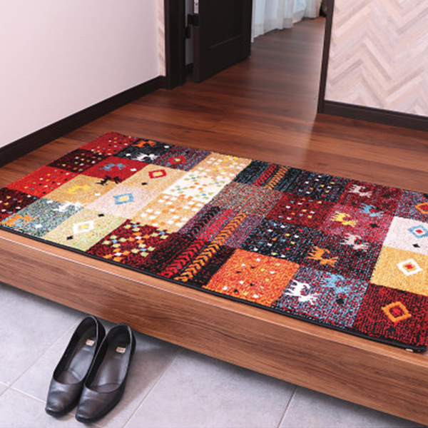 トルコ製ウィルトン玄関マット（Ｆ）　レッド
