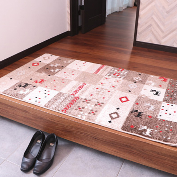 トルコ製ウィルトン玄関マット（Ｆ）　ベージュ