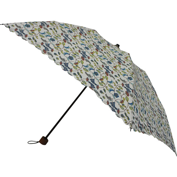 傘美人　晴雨兼用遮光丸ミニ傘＆パラソル　　アイボリー抽象花柄