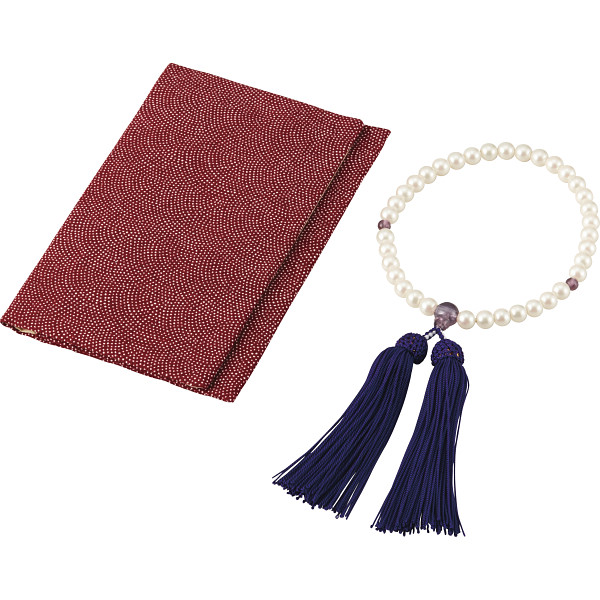 玻璃パール京念珠・念珠袋セット　女性用