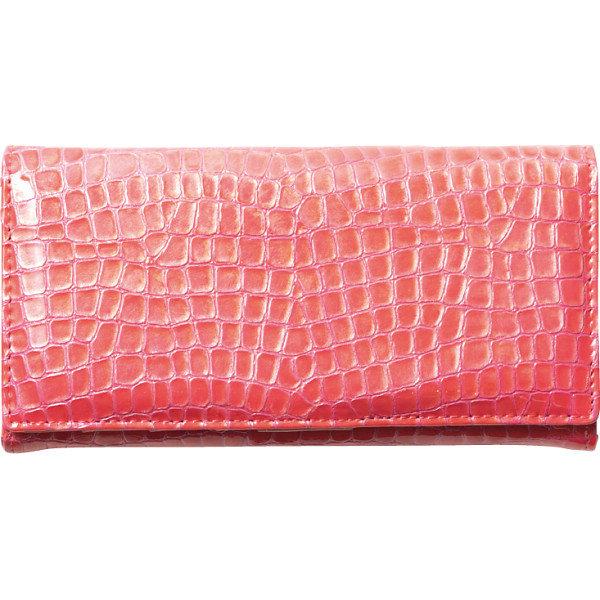 マデーラ　クロコ型押し牛革長財布　ピンク