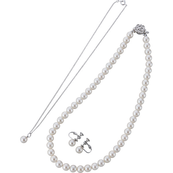 貝パールネックレス３点セット　ホワイト