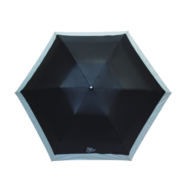 アズアズ　晴雨兼用１級遮光・遮熱丸ミニ傘　　ブラック切継部分ブラックバラ刺繍加工