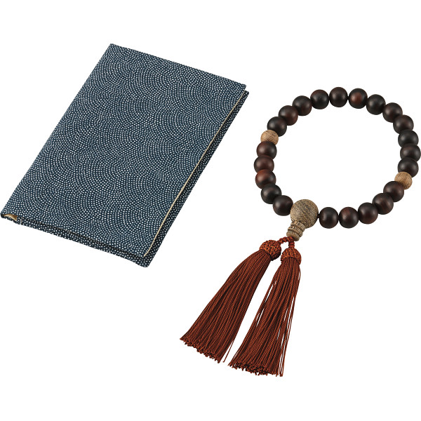 縞黒檀京念珠・念珠袋セット　男性用