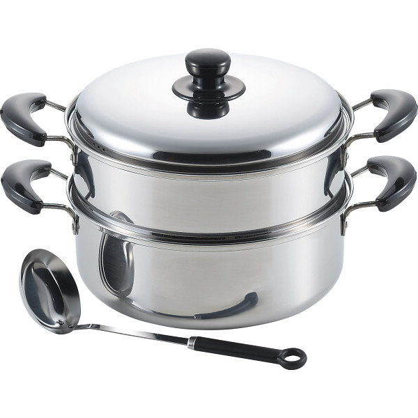 陳建一　二段蒸し器（２６ｃｍ）お玉付