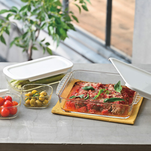 ハリオ　スタッキング耐熱ガラスコンテナ・スクエア７個セット