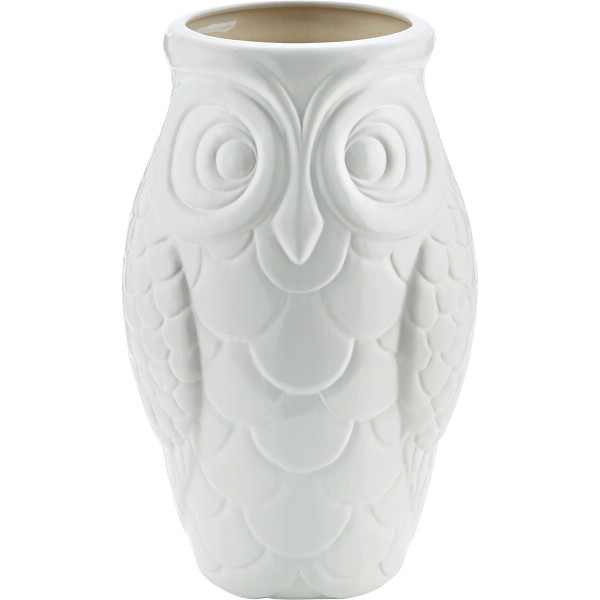 陶器傘立て　フクロウ　ホワイト