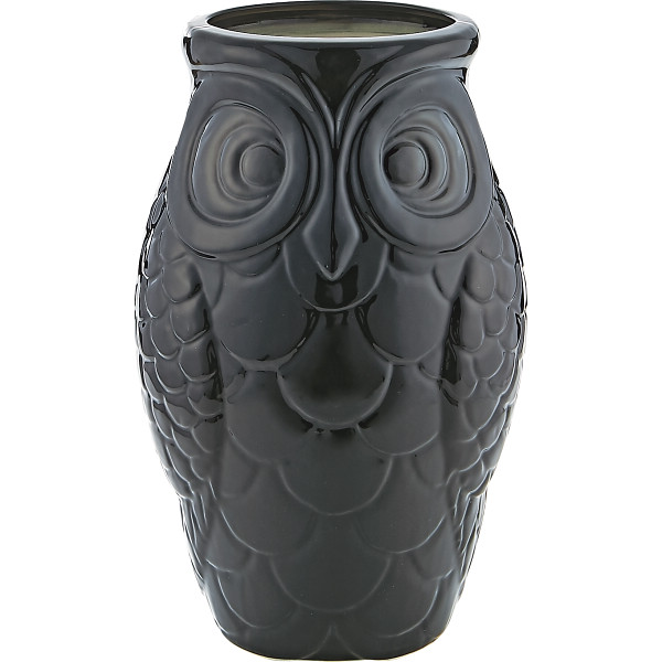 陶器傘立て　フクロウ　ブラック