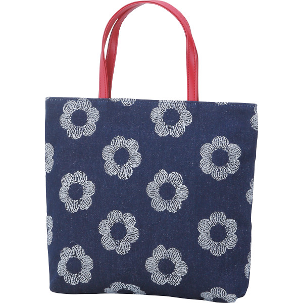 岡山県井原産デニム手さげ　花柄