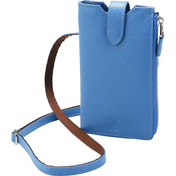サニータンナリー　イタリアンレザースマホショルダー　ブルー