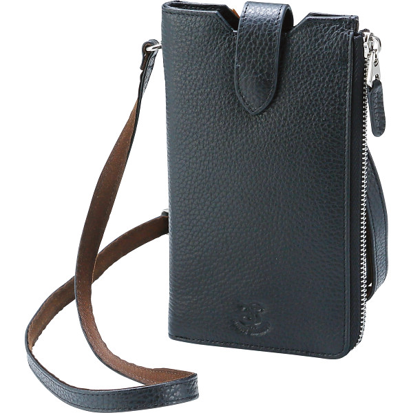 サニータンナリー　イタリアンレザースマホショルダー　ブラック