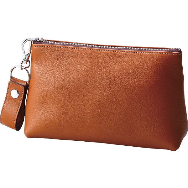 キーホルダー付きポーチ　キャメル