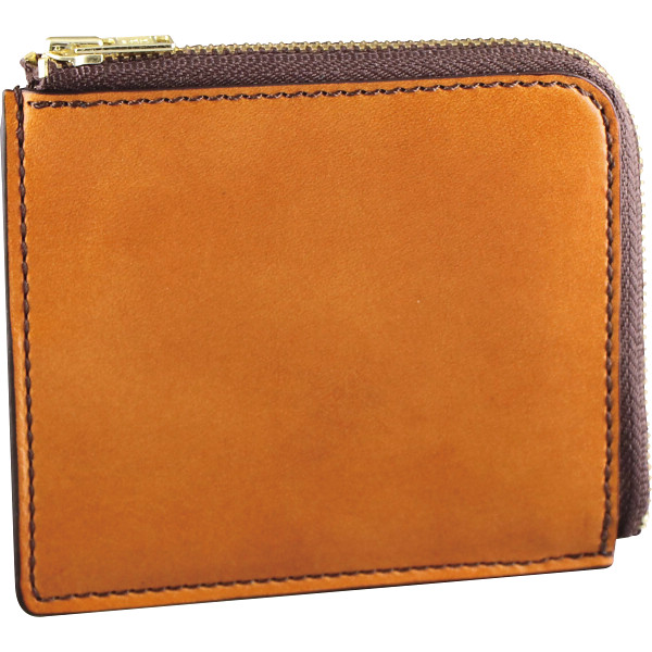 Ｌジップオイルレザーミニ財布　ブラウン