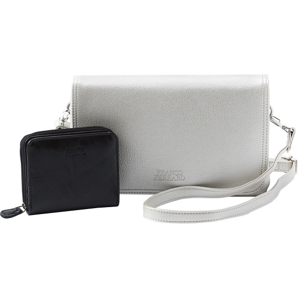 フランコフェラーロ　ショルダーバッグ・折財布セット　シルバー