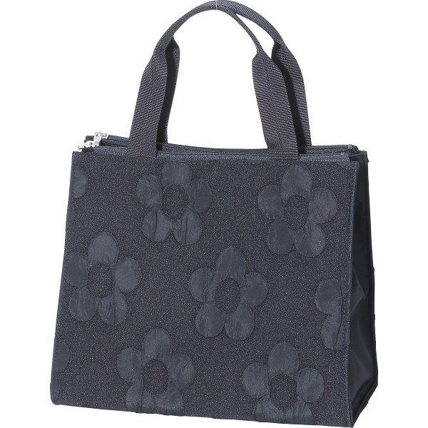 日本製ふくれ花織手さげ＆ショルダー　ブラック