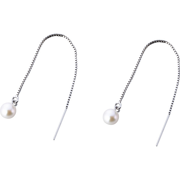 あこや本真珠１珠チェーンピアス　１珠ＳＶ　シルバーカラー