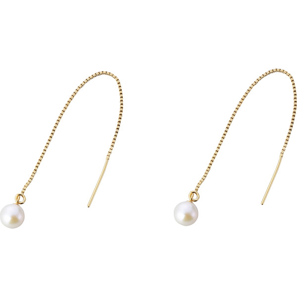 あこや本真珠１珠チェーンピアス　１珠ＳＶ　ゴールドカラー