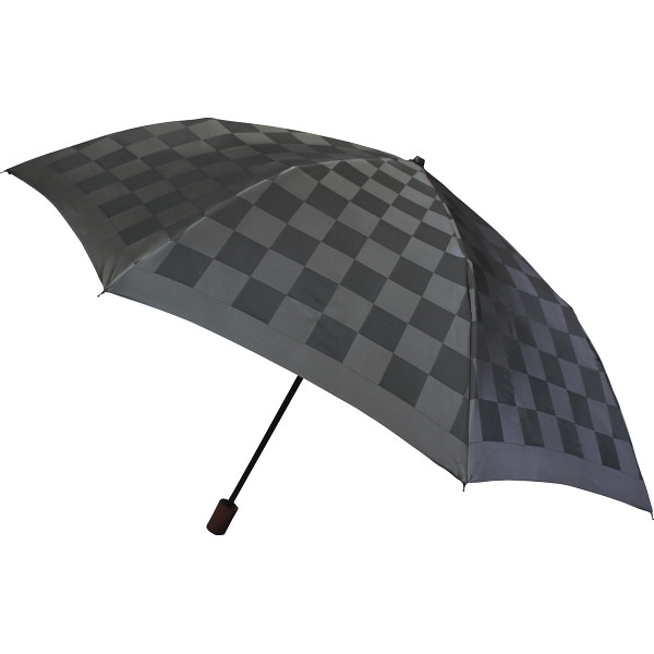 和楽傘　１級遮光・遮熱折傘＆１２本骨長傘セット　市松模様＆ブラック