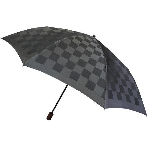 和楽傘　１級遮光・遮熱折傘＆１２本骨長傘セット　市松模様＆エンジ