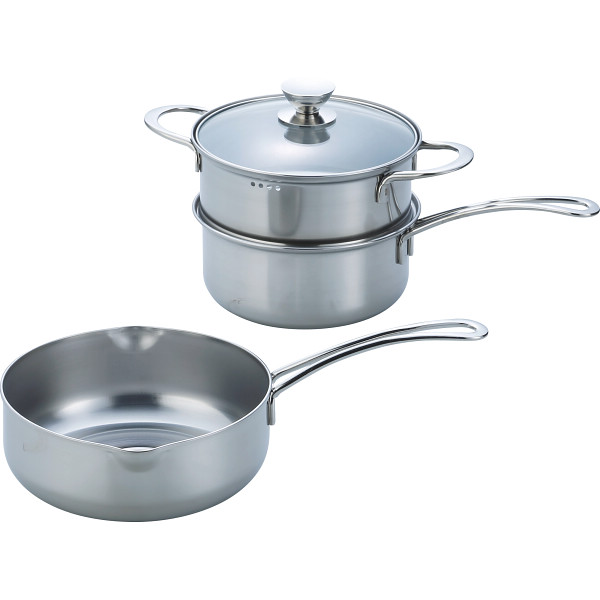 ルチェンテ　ＩＨ対応行平鍋（２０ｃｍ）＆蒸し器（１８ｃｍ）セット