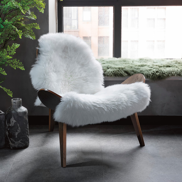 洗えるムートン長毛ラグ　アイボリー