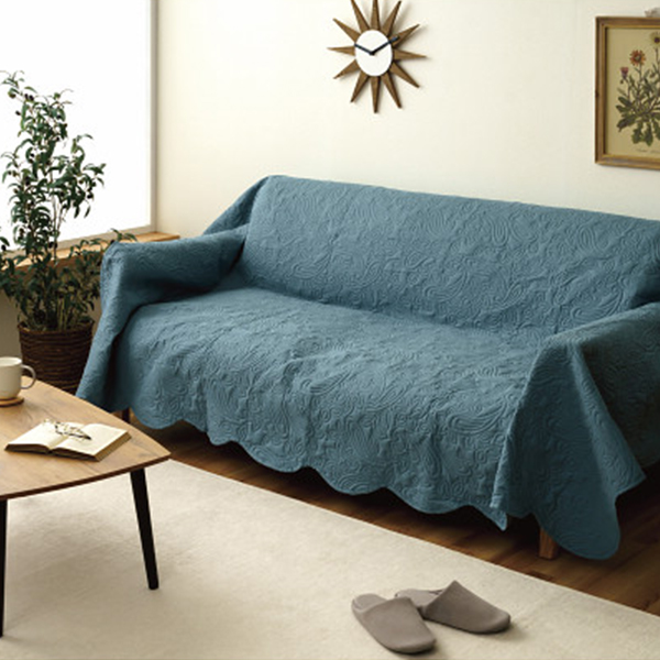 ペットと使える洗えるソファーカバー　ブルー