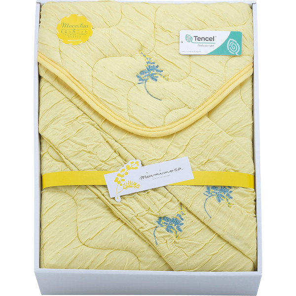 ミアミモザ　もこふあニット敷パット（ピローケース２枚付）　クリーム