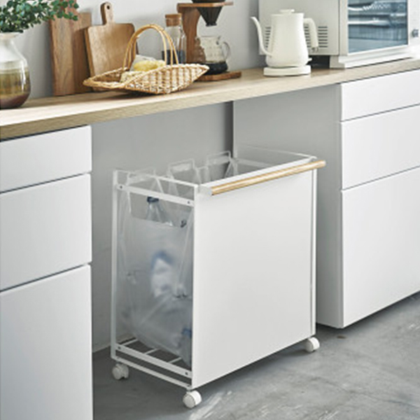 目隠し分別ダストワゴン３分別　ホワイト