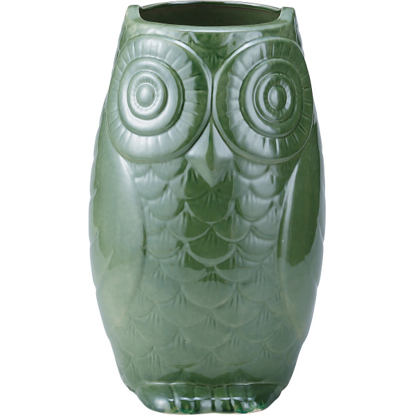 陶器傘立　フクロウ　グリーン