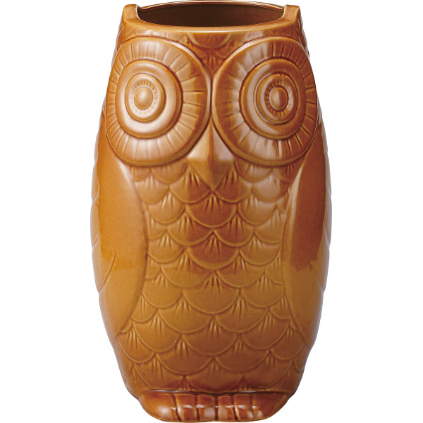 陶器傘立　フクロウ　ブラウン