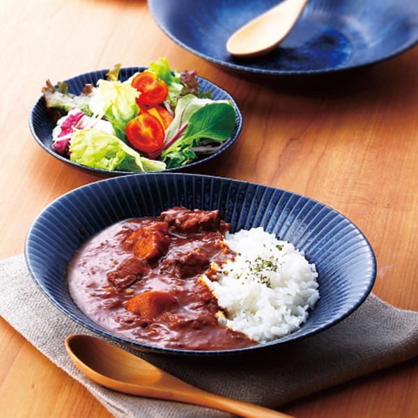 古窯群青　カレー皿＆プレートスプーン付