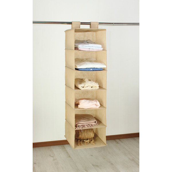 吊り下げ収納ラック６段  ベージュ