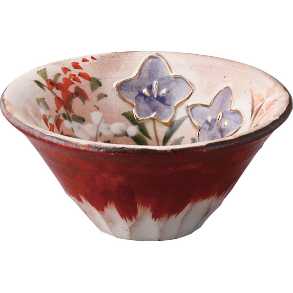 清水焼　富士　ぐい呑  赤