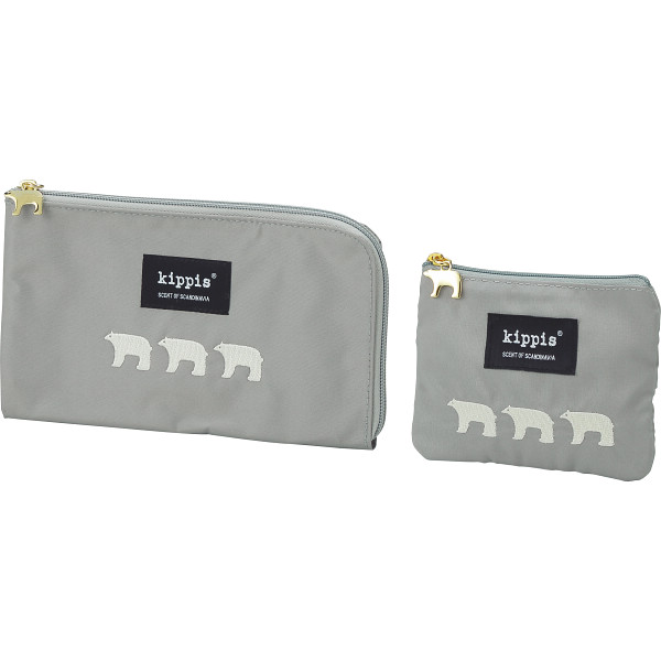 キッピス　ティッシュ＆マスクポーチセット  グレー