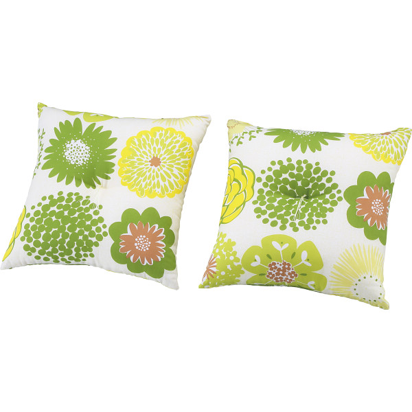 小座布団２枚セット（フラワードット）  グリーン